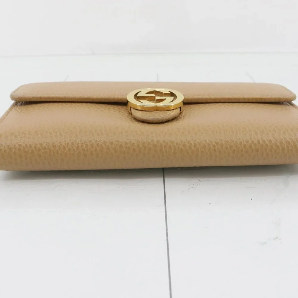 Gucci Tan Leather Continental Wallet with Gold Double G